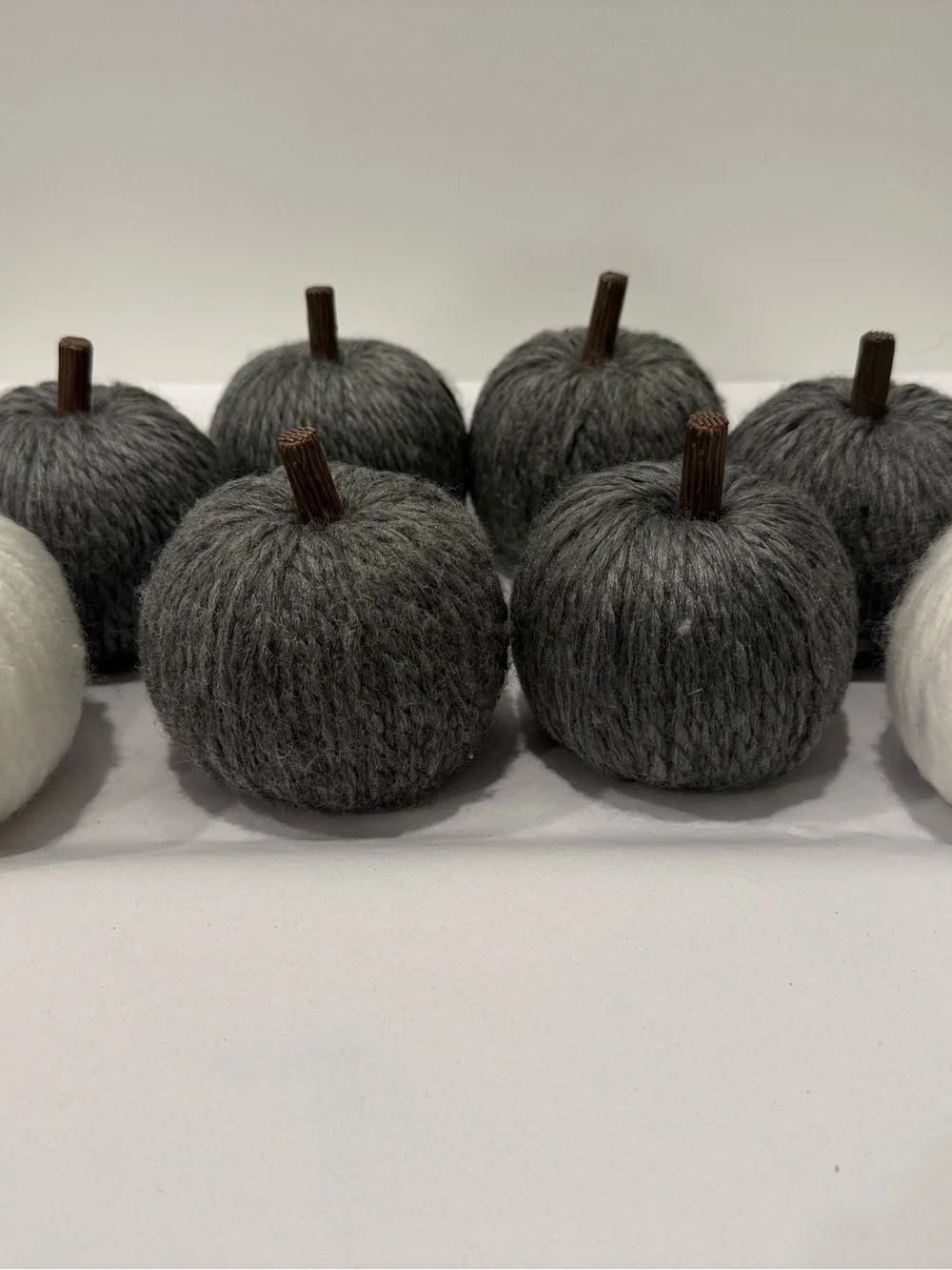 Set of 8 Minimalist Decorative Pumpkins in Gray and White